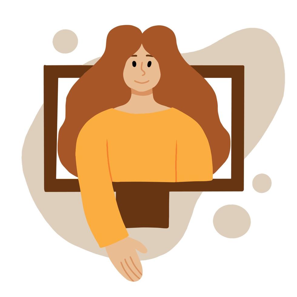 ilustración vectorial servicio de apoyo y ayuda psicológica en línea. concepto de terapia en línea. concepto de asesoramiento psicológico. chica psicóloga en el teléfono. vector