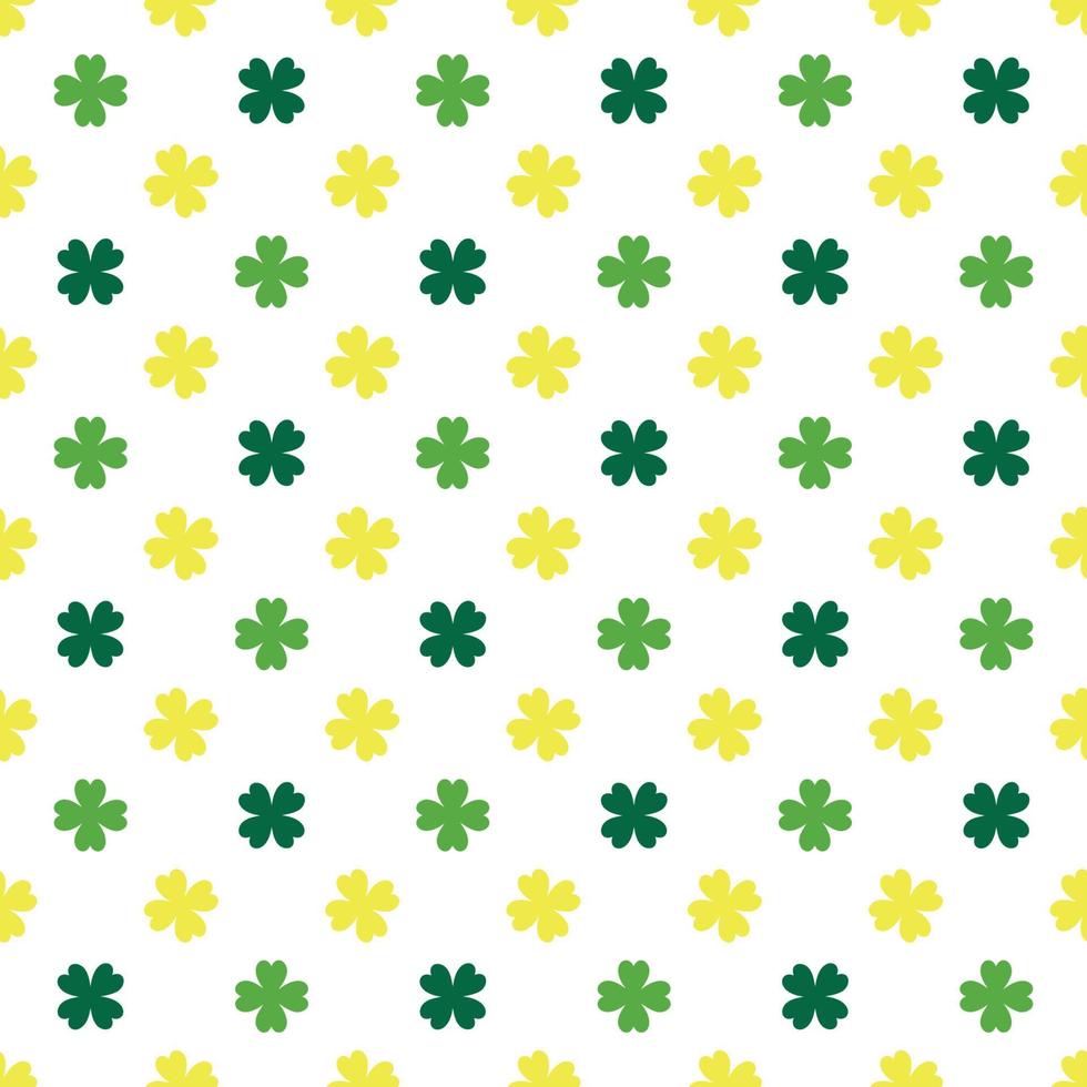 Saint Patrick's Day Simple Seamless Pattern with Four-leaf Clover on White Background vector