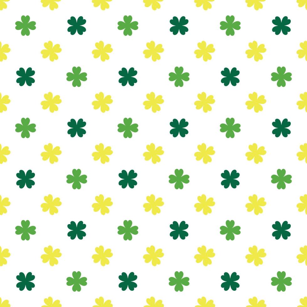 Saint Patrick's Day Simple Seamless Pattern with Four-leaf Clover on White Background vector