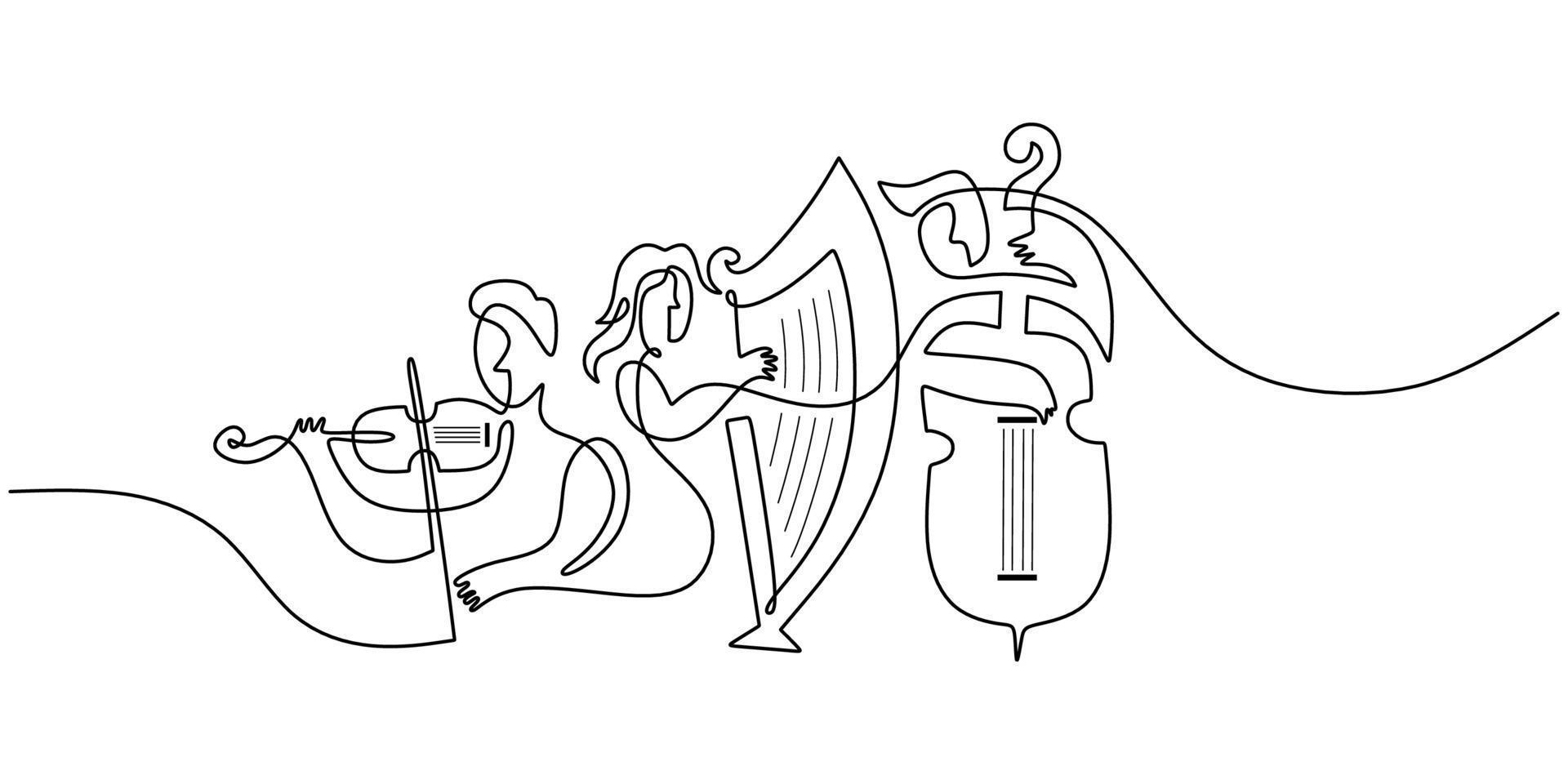 One single continuous line of abstract jazz musician vector