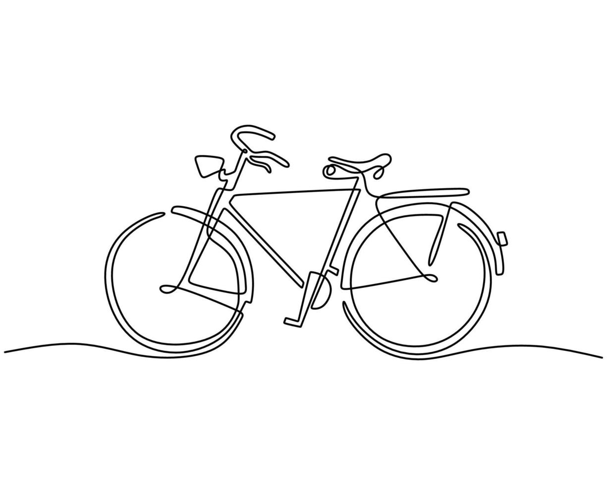 One single continuous line of classic bicycle. Classic transportation vector