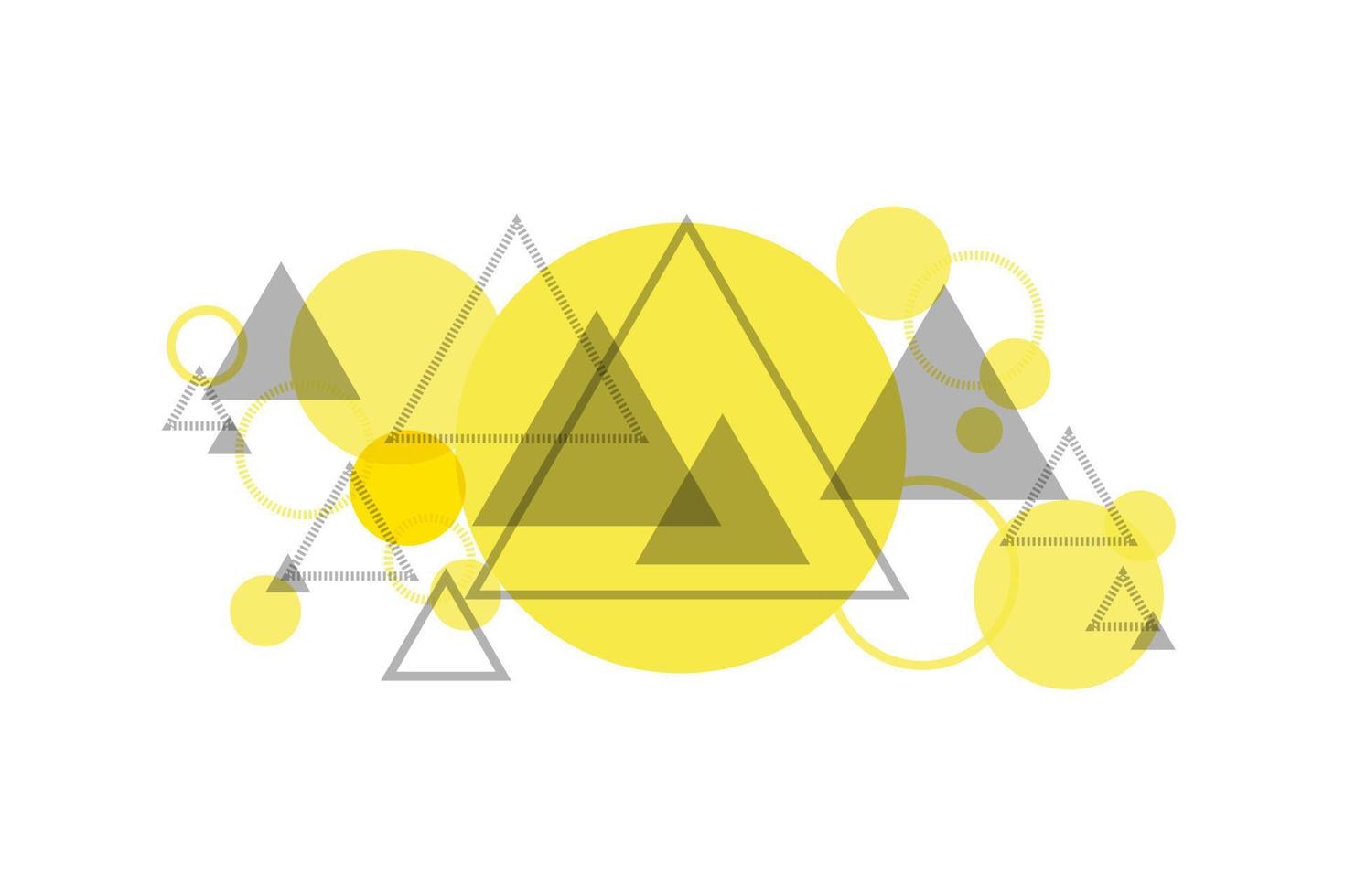 Yellow and grey triangle and circle abstract background. Web design, banner, or backdrop. vector