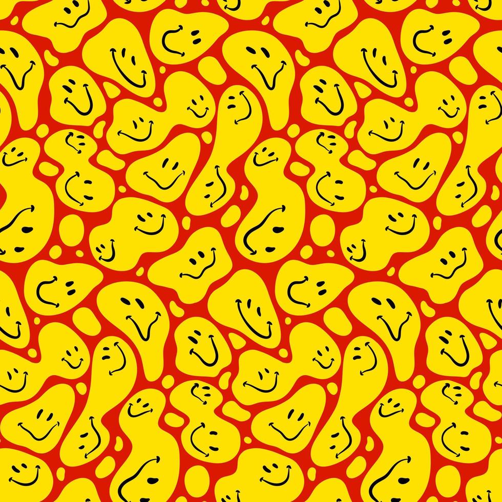 diseño de patrones sin fisuras de vector de sonrisas felices distorsionadas