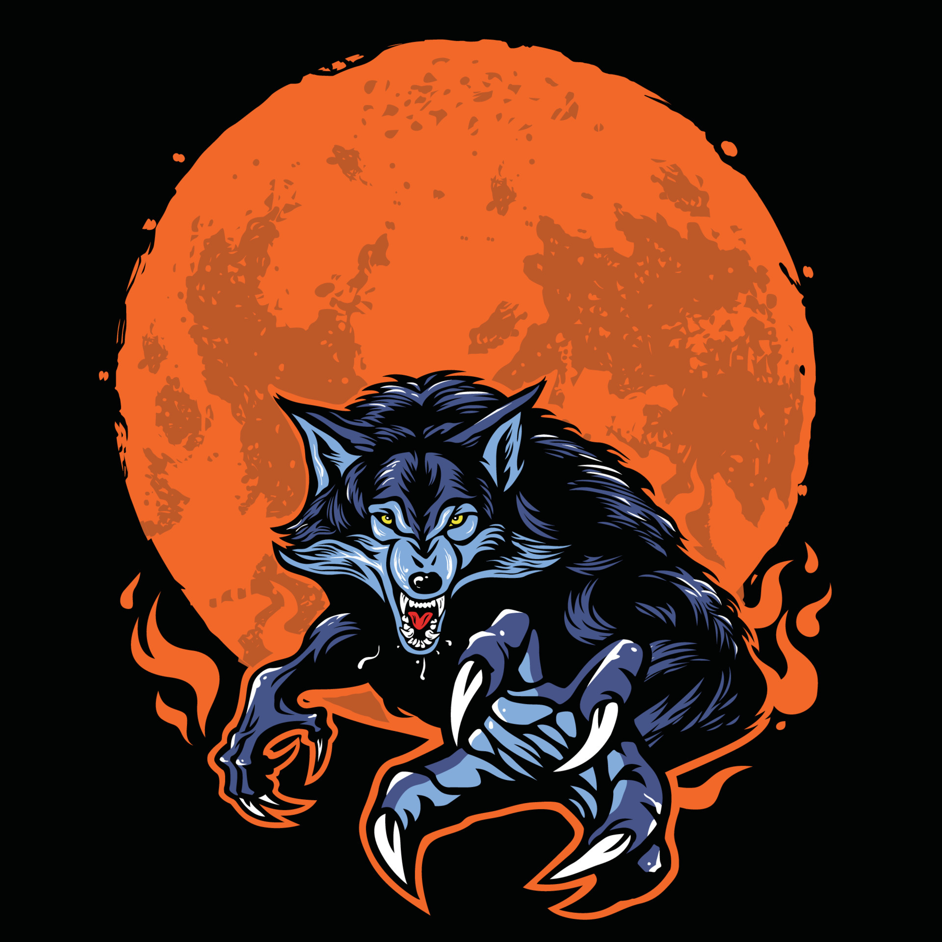 Werewolf Mad Angry Wolf and Moon Logo Template Vector Illustration Werewolf Mad Angry Wolf and Moon Logo Template Vector Illustration