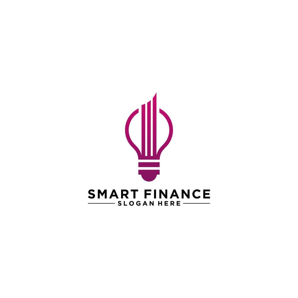 smart finance logo with a bulb that reflects intelligence vector