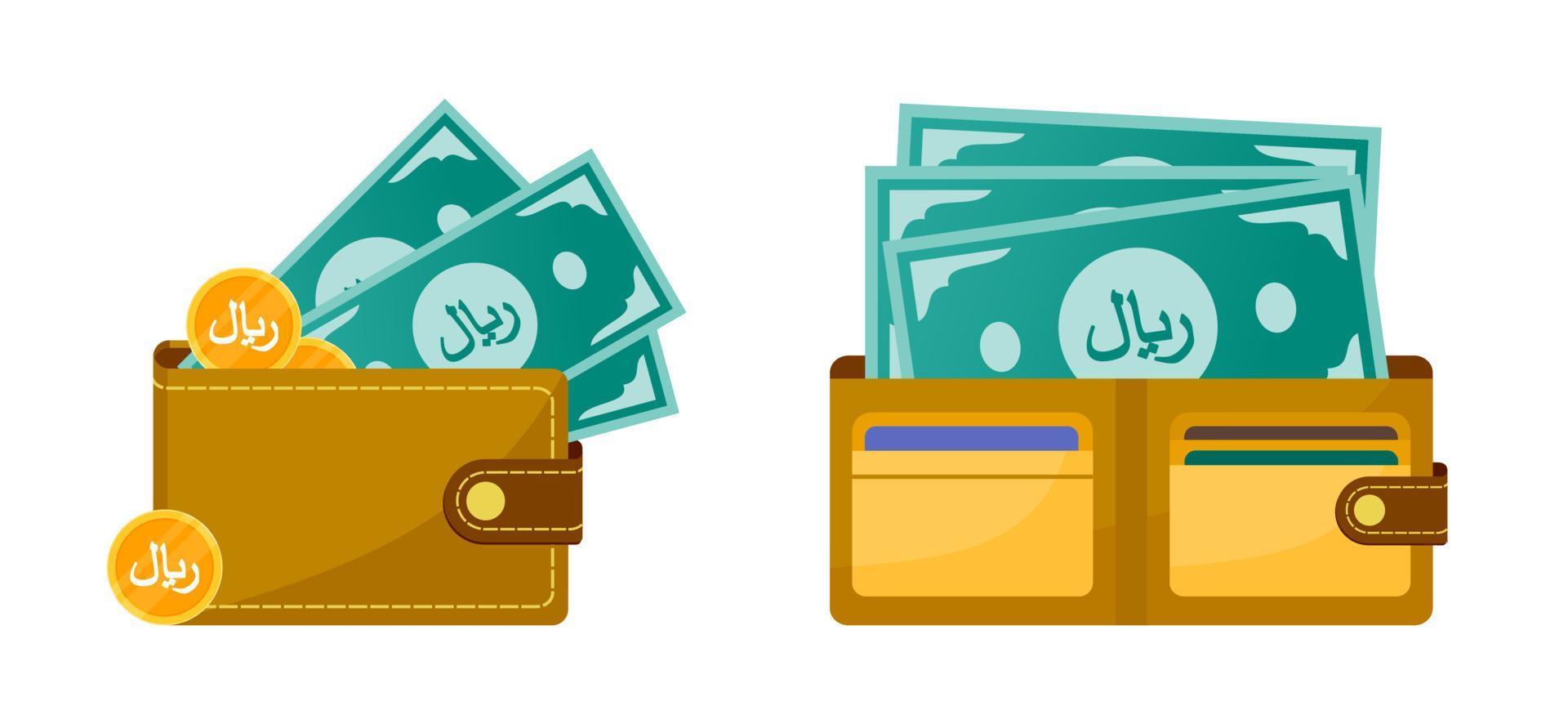 Wallet with Saudi Riyal Money vector