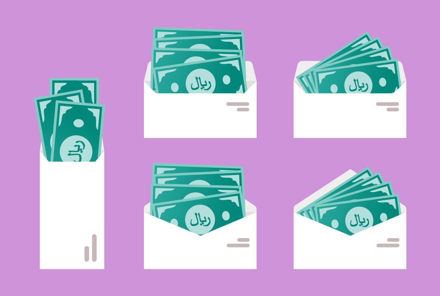 Saudi Riyal Money in Envelope vector