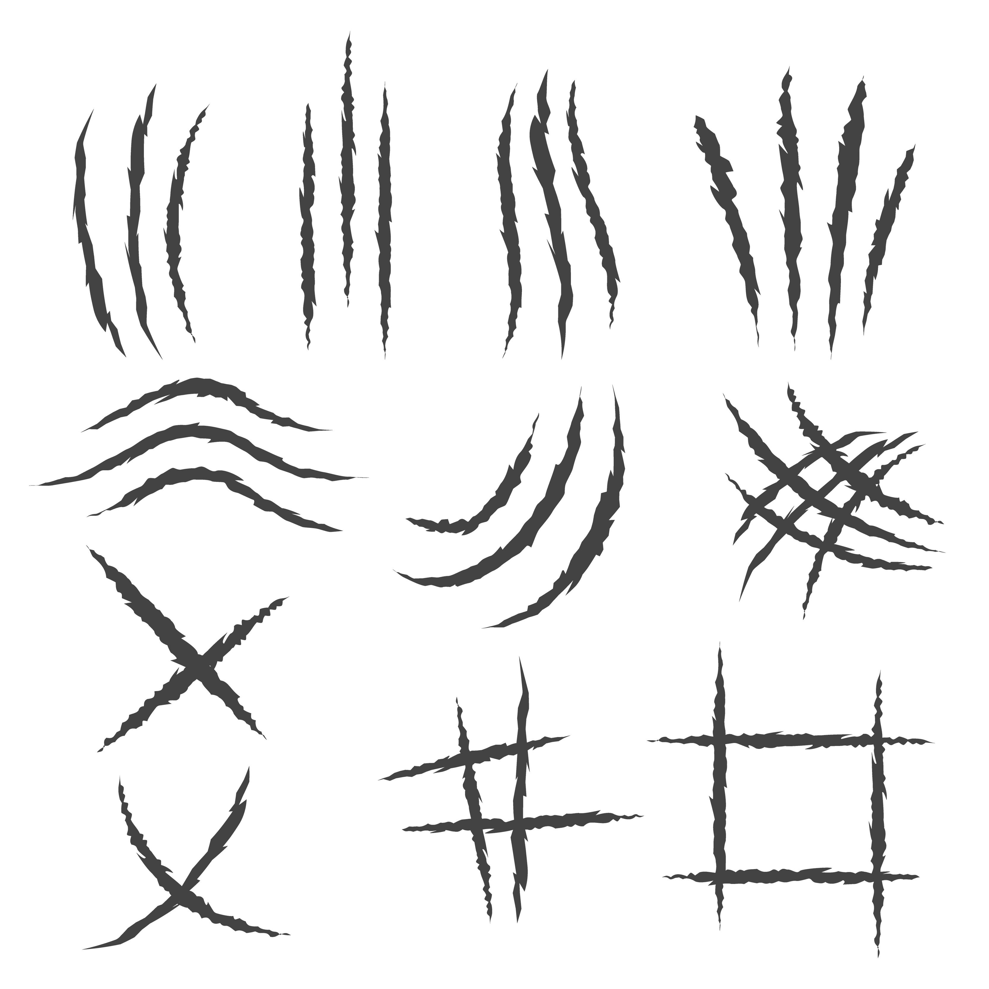 Scratches from the cats claws. Wounds from an animals paws. Flat vector design on white