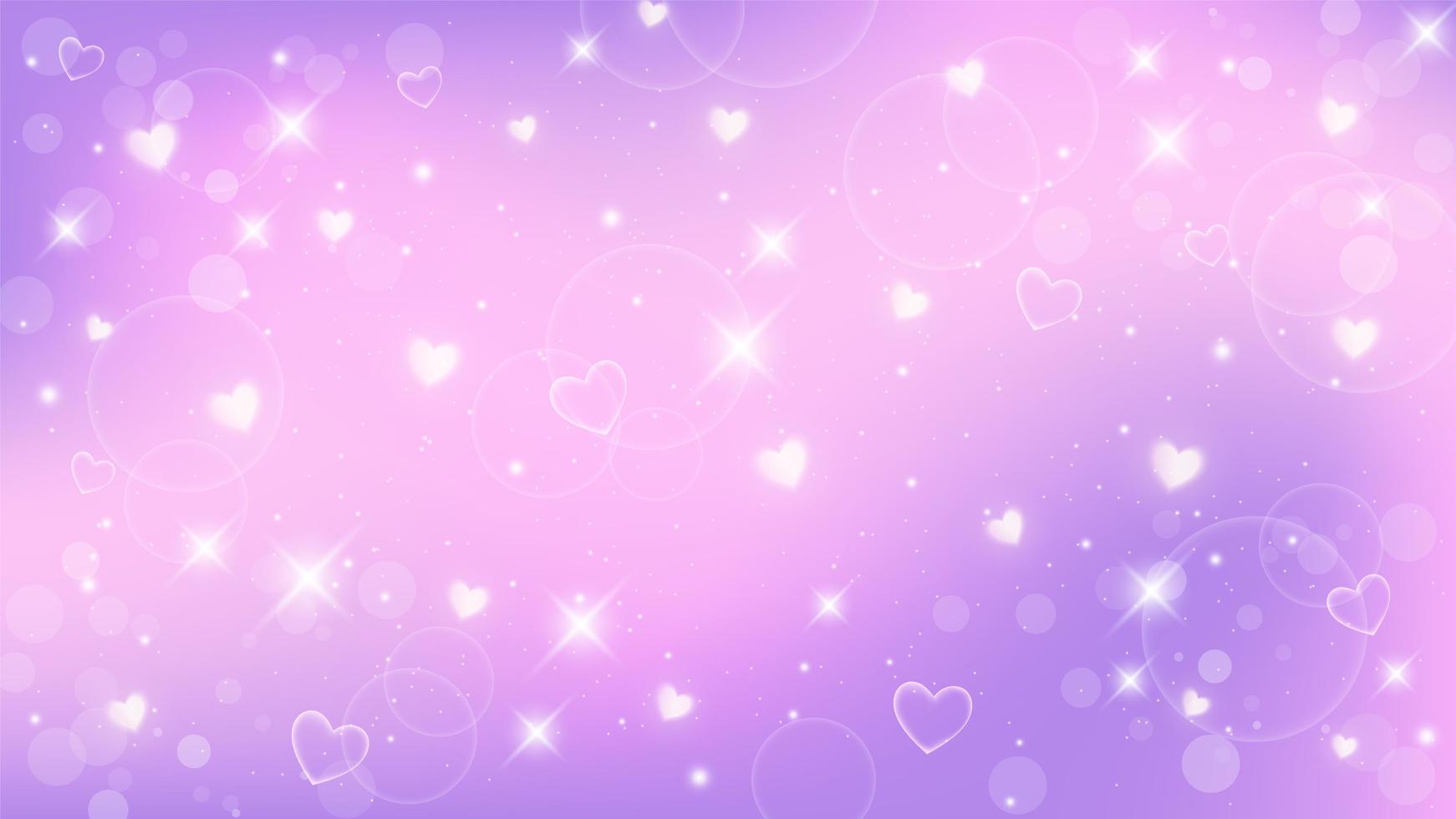 fondo de fantasía. patrón en colores pastel. cielo rosa con estrellas y corazones. vector