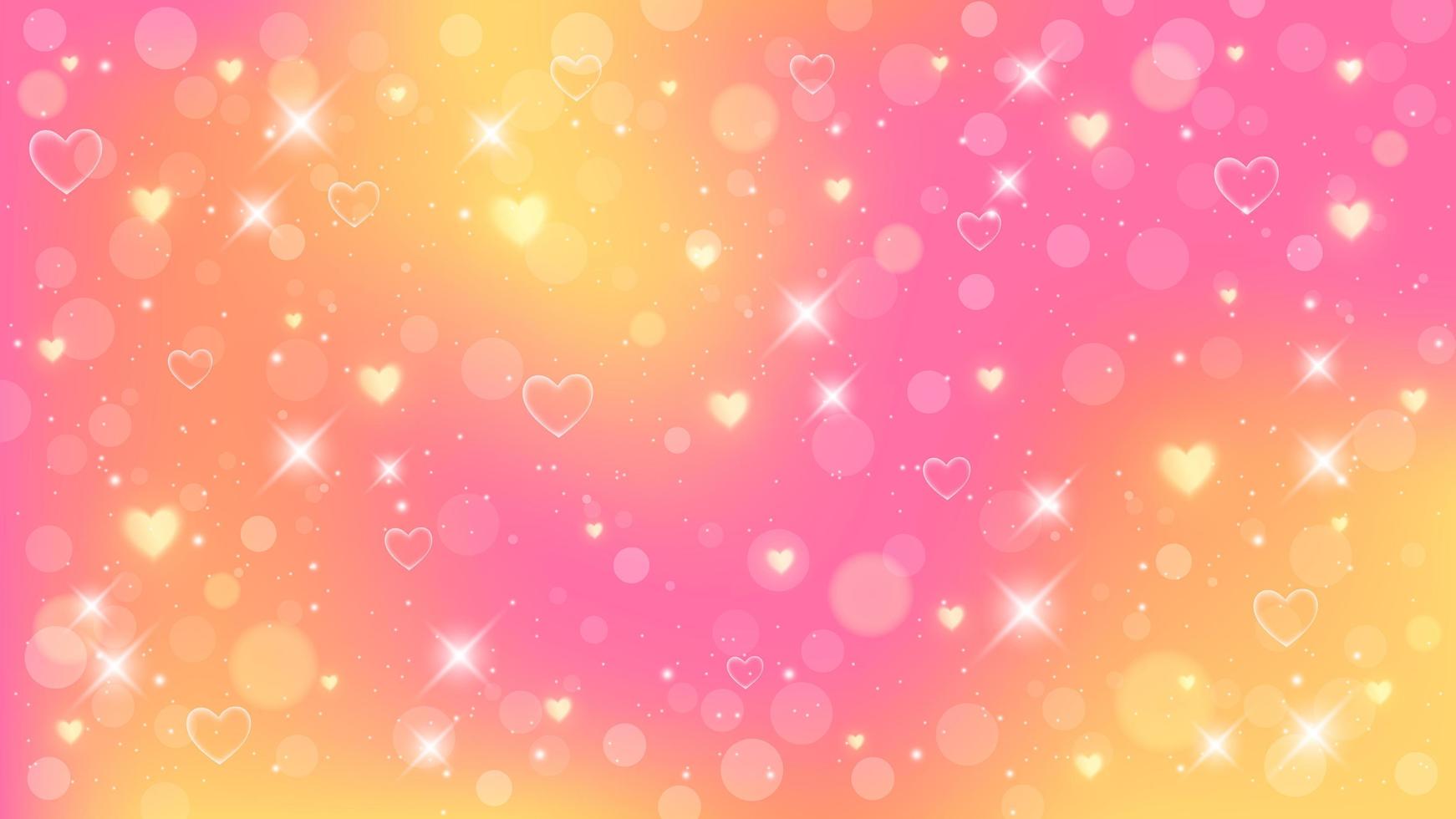 fondo de fantasía. patrón en colores pastel. cielo rosa con estrellas y corazones. vector