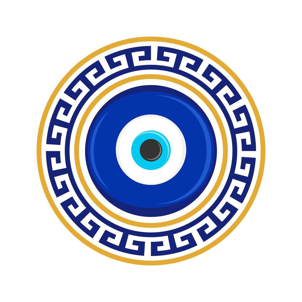 Evil eye amulet. Blue oriental talisman. Turkish and greek symbol of protection. Glass nazar vector illustration.