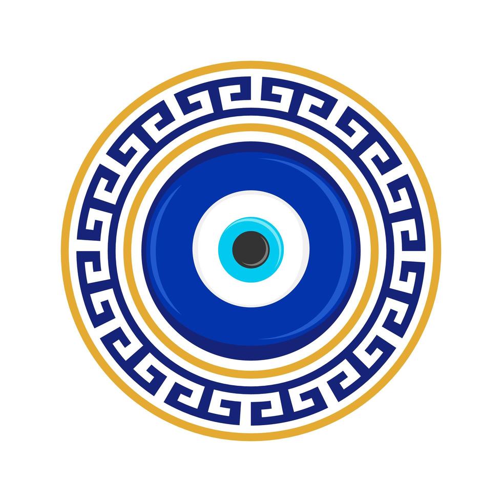 Evil eye amulet. Blue oriental talisman. Turkish and greek symbol of protection. Glass nazar vector illustration.