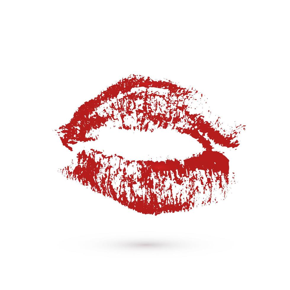 Red lipstick kiss on white background. Imprint of the lips vector illustration. Valentines day theme print.Kiss mark icon. Easy to edit template for greeting card, poster, banner, flyer, label, etc.