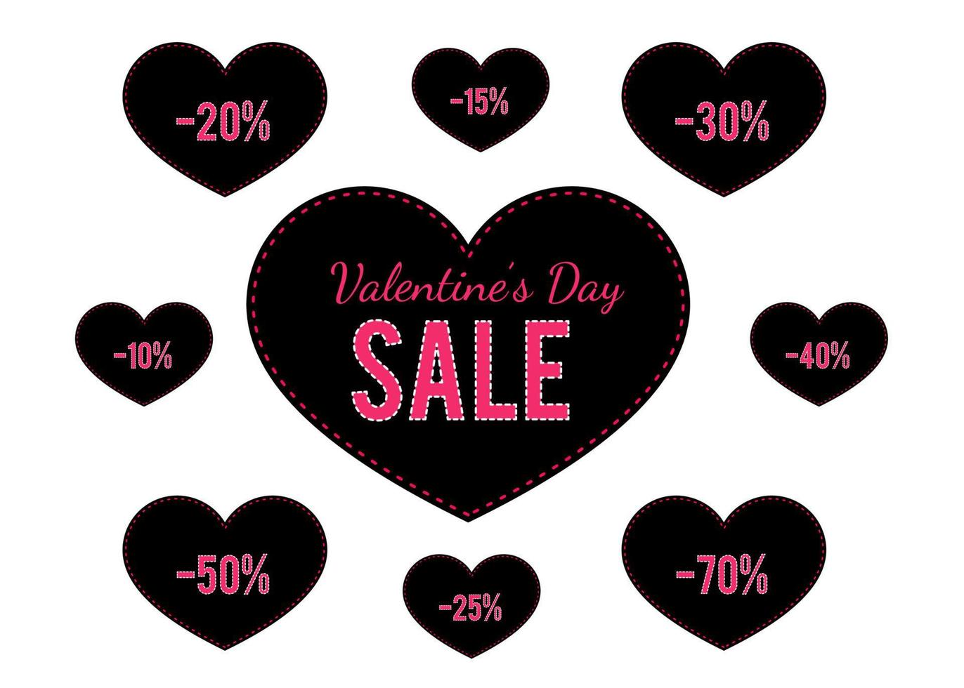 etiquetas de rebajas del día de San Valentín en forma de corazón. Banner de promoción de oferta especial. cartel publicitario de la tienda. ilustración vectorial. plantilla fácil de editar vector