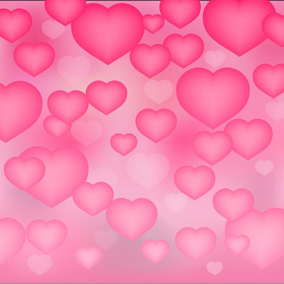 Soft pink hearts confetti background. Valentine s day shiny greeting card. Romantic vector illustration. Easy to edit design template.