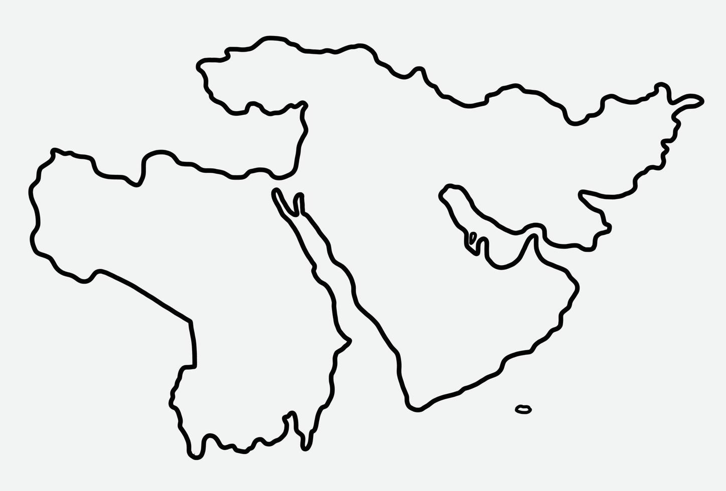 dibujo a mano alzada del mapa de oriente medio. vector
