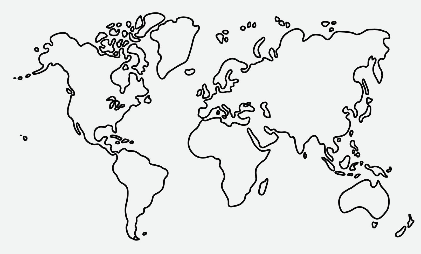 doodle freehand drawing of world map. vector