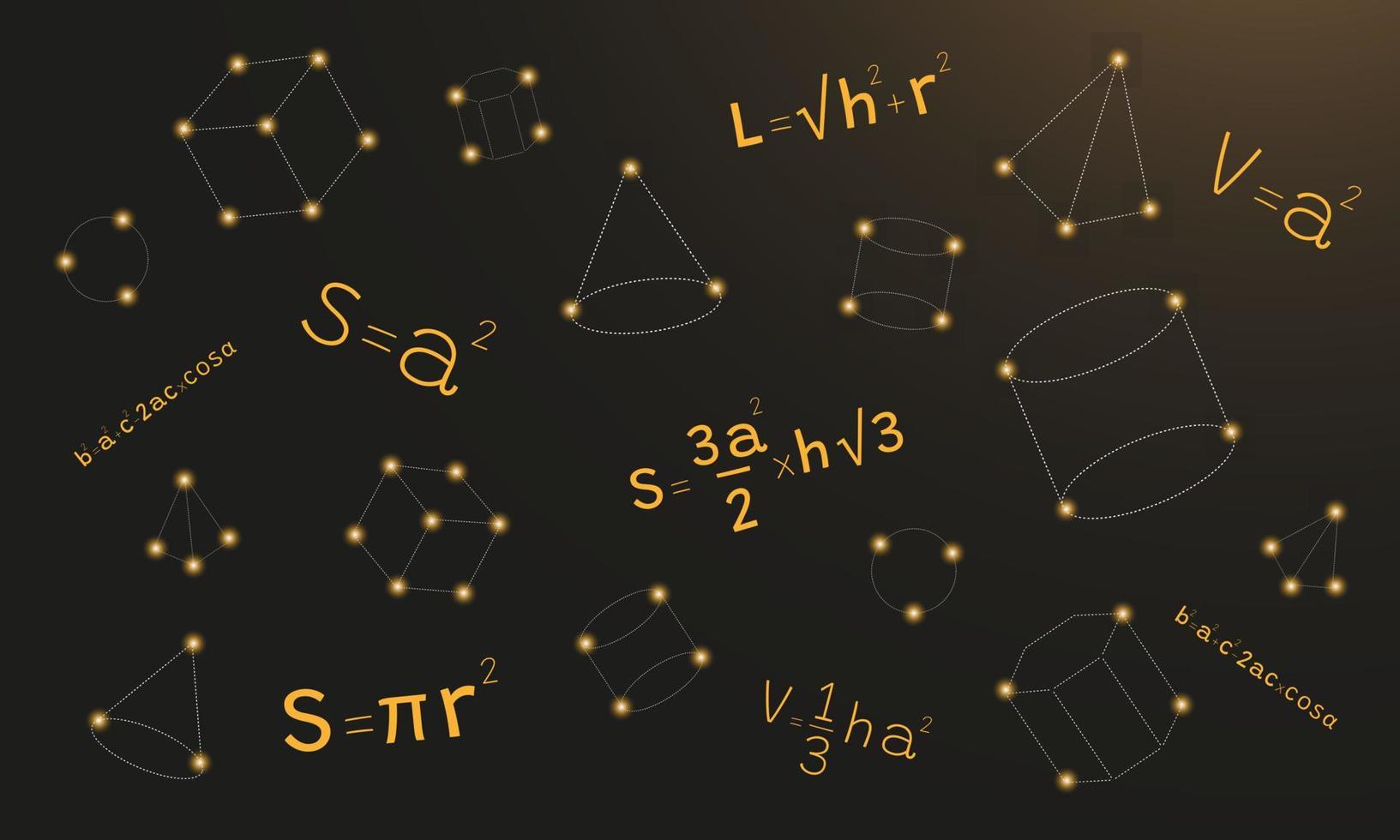 fondo matemático con fórmulas y formas geométricas vector