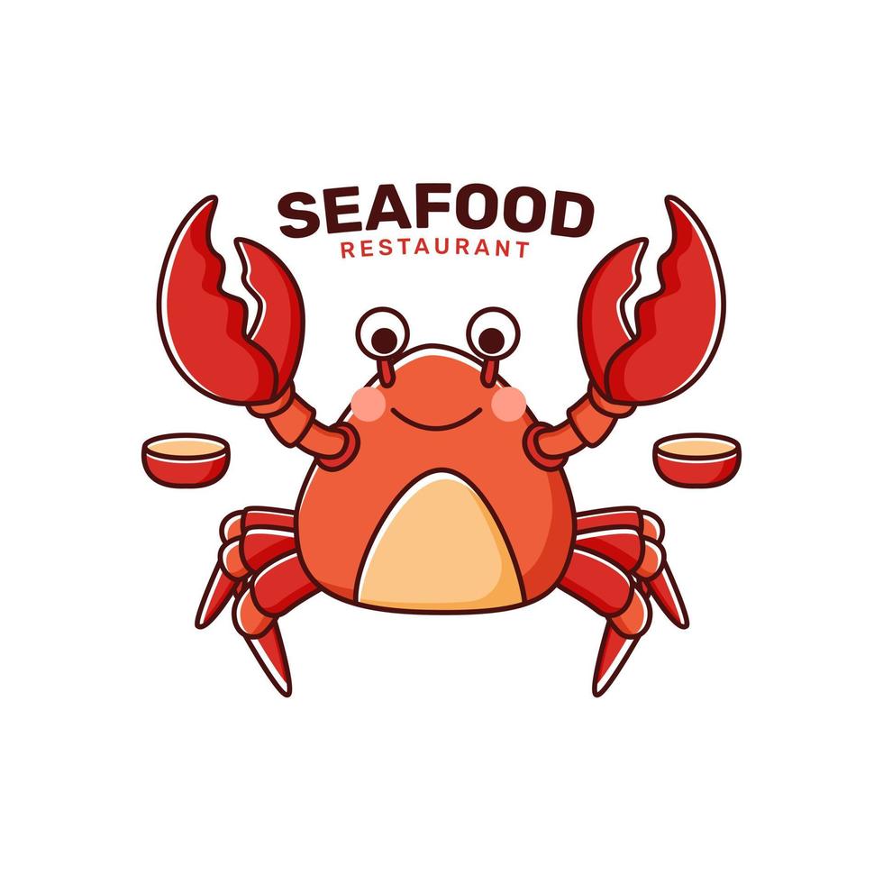Seafood restaurant logo template with crab vector