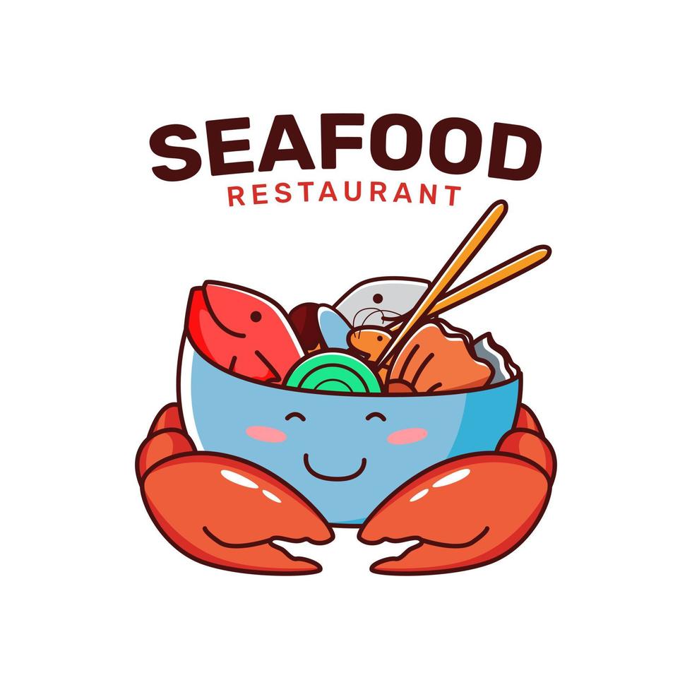 Seafood restaurant logo template with crab vector
