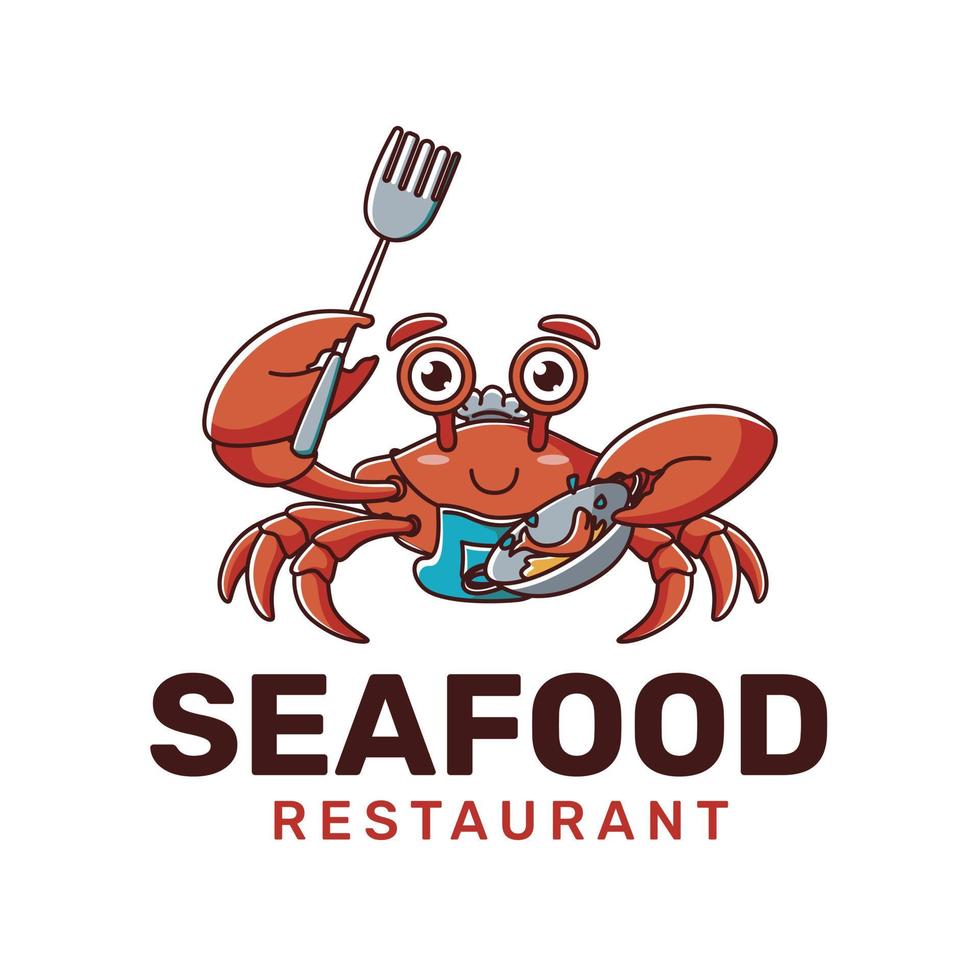 Seafood restaurant logo template with crab vector