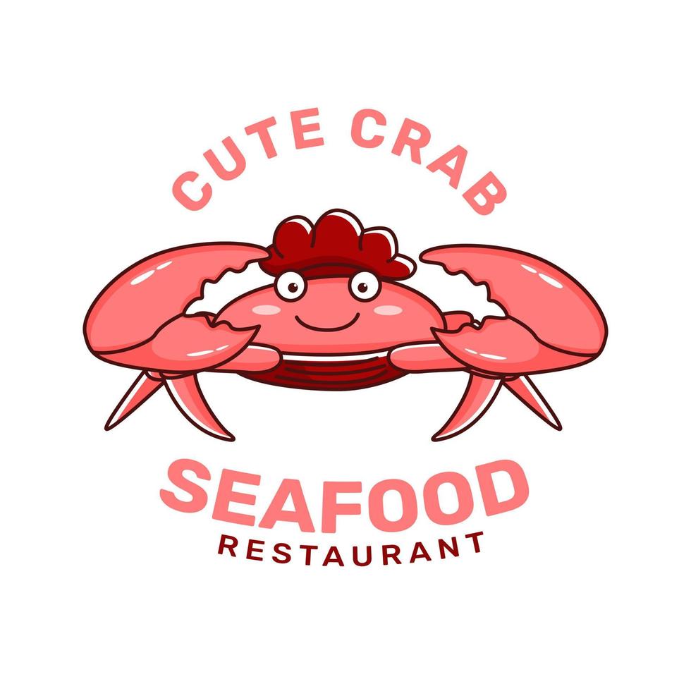 Seafood restaurant logo template with crab vector