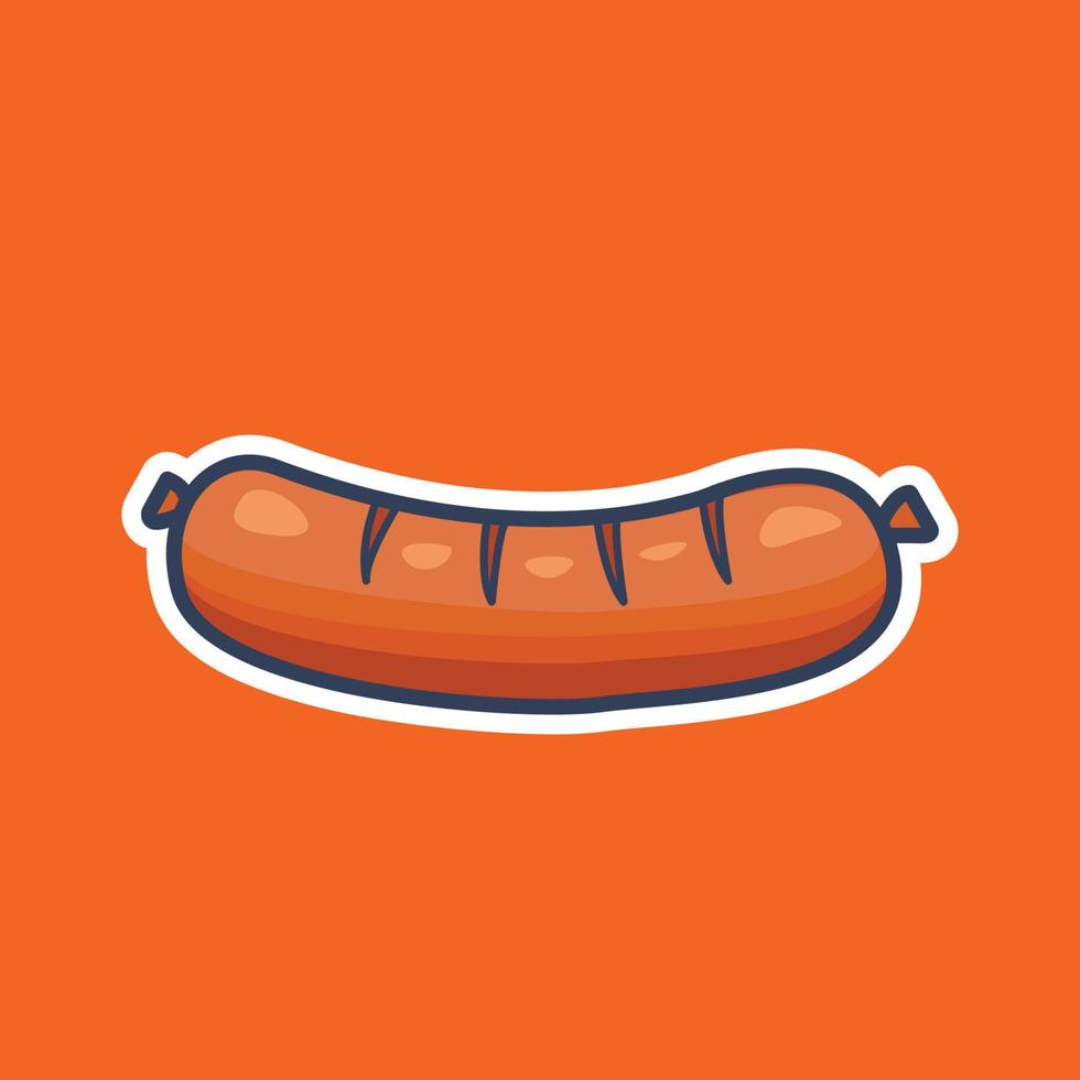 Delicious Sausage Flat Color Vector Design for Icon, Symbol, and Logo. EPS 10 Editable Stroke