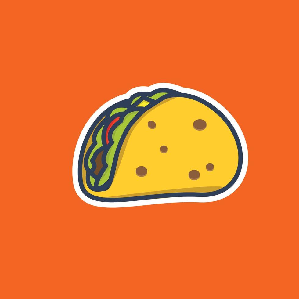 Yummy and Delicious Taco Tortilla Flat Color Vector Design for Icon, Symbol, and Logo. EPS 10 Editable Stroke