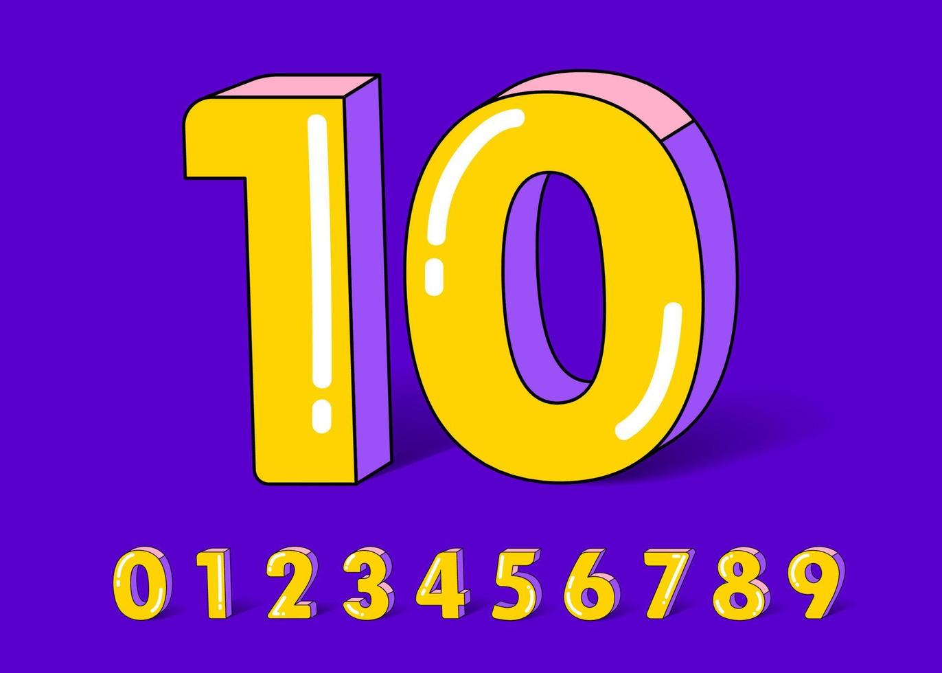 colorful 3D numeral vector
