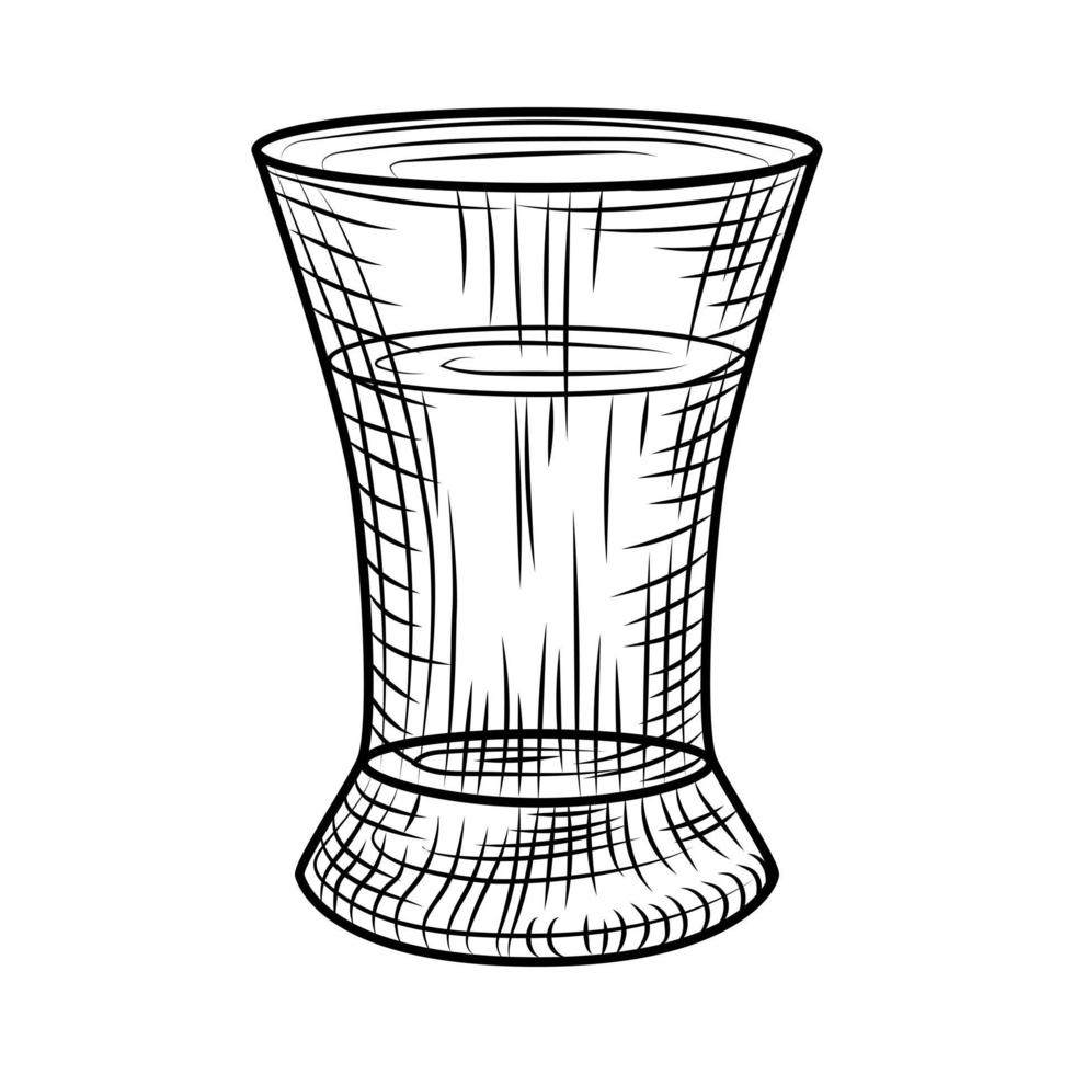 trago de tequila aislado sobre fondo blanco. vaso lleno de alcohol. vector