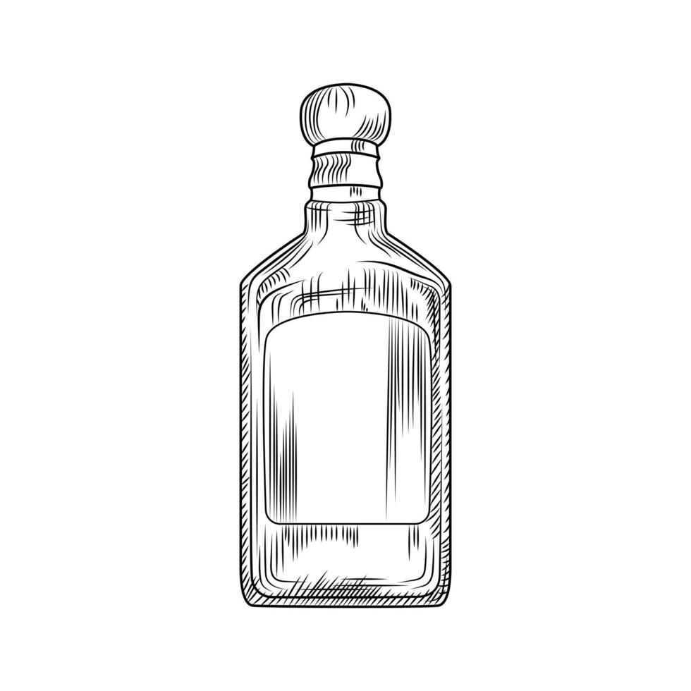 botella de tequila aislado sobre fondo blanco. bebida alcohólica tradicional mexicana. vector