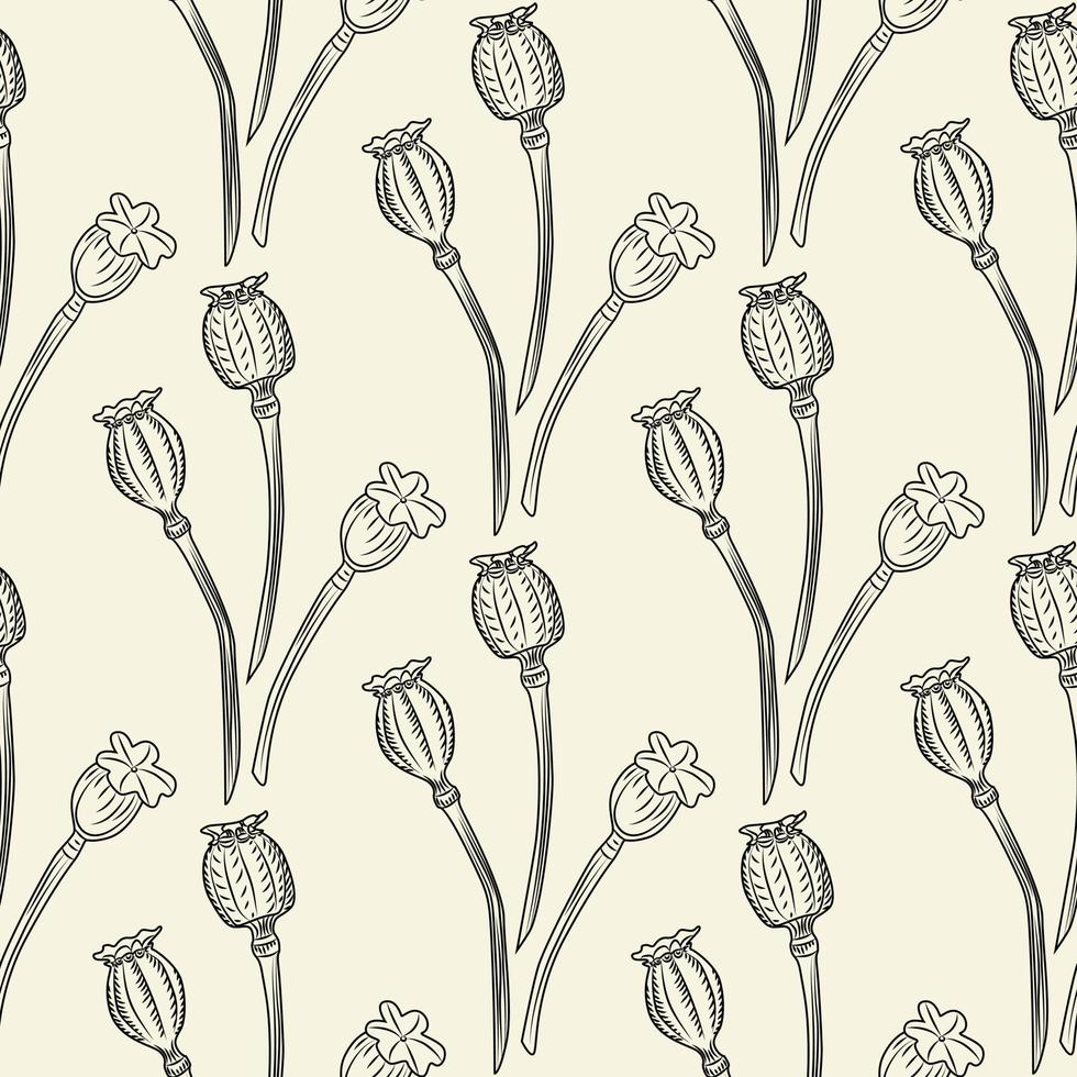 Poppy flower seamless pattern. Poppies wallpaper illustration vector