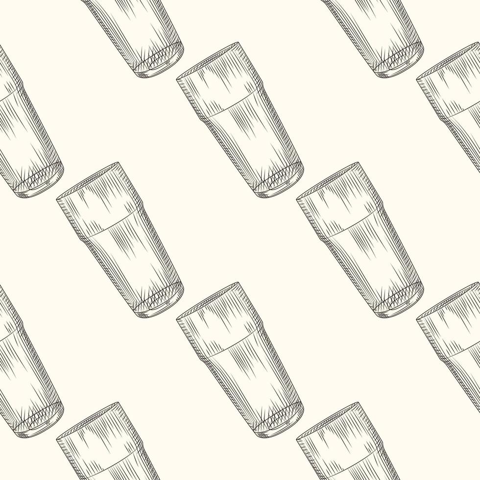 Hand drawn Collin glass seamless pattern on background. Highball vector