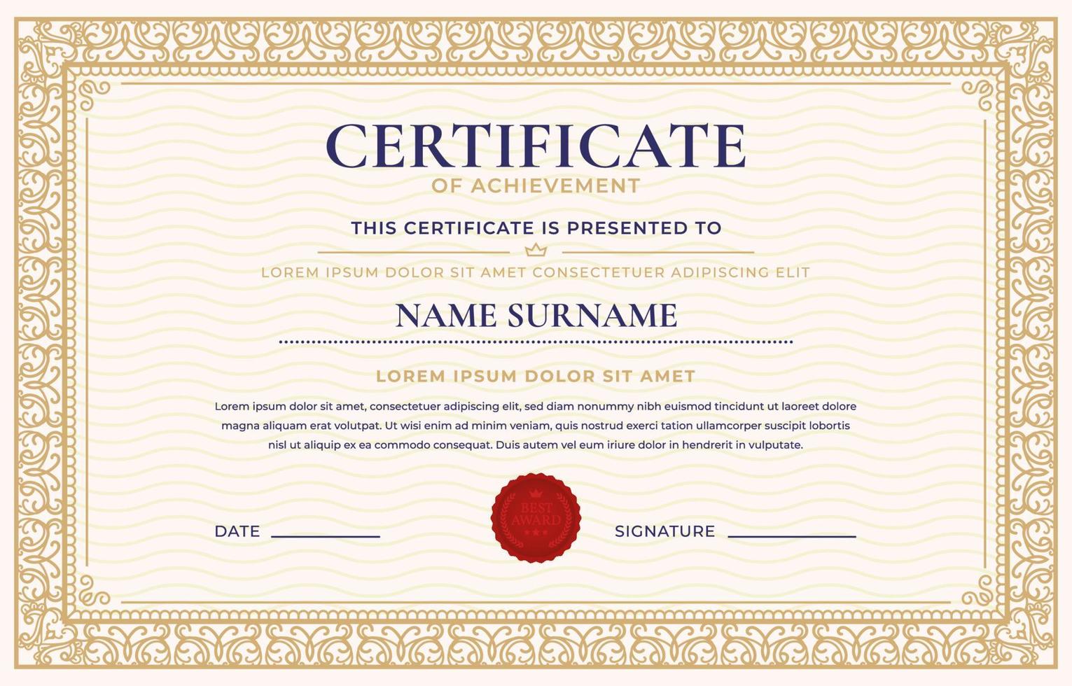 Certificate of Achievement Template vector