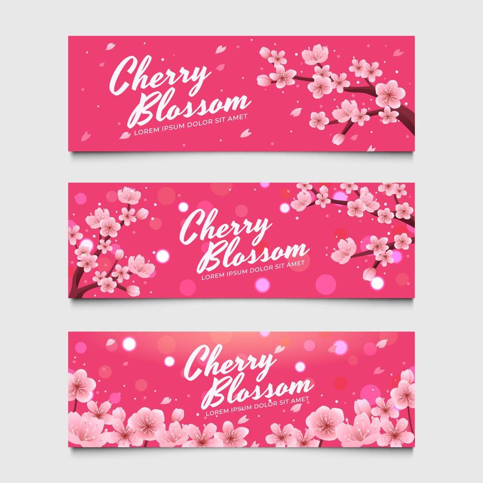 Set of Cherry Blossom Banner vector