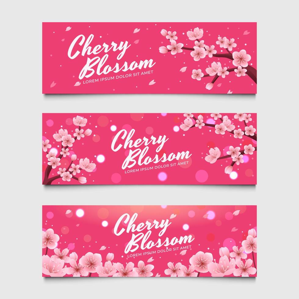 conjunto de banner de flor de cerezo vector