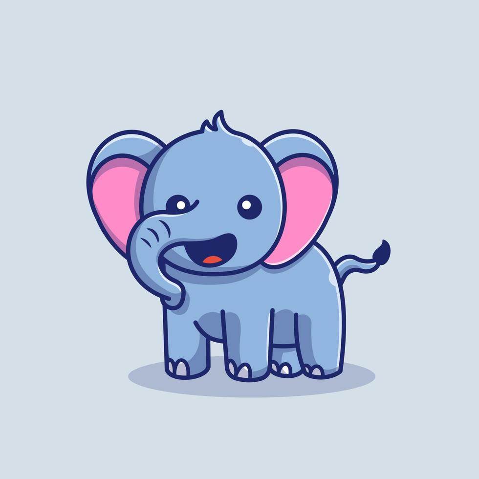 lindo elefante sonriente caricatura vector icono ilustración. concepto de icono de naturaleza animal vector premium aislado. estilo de dibujos animados plana.