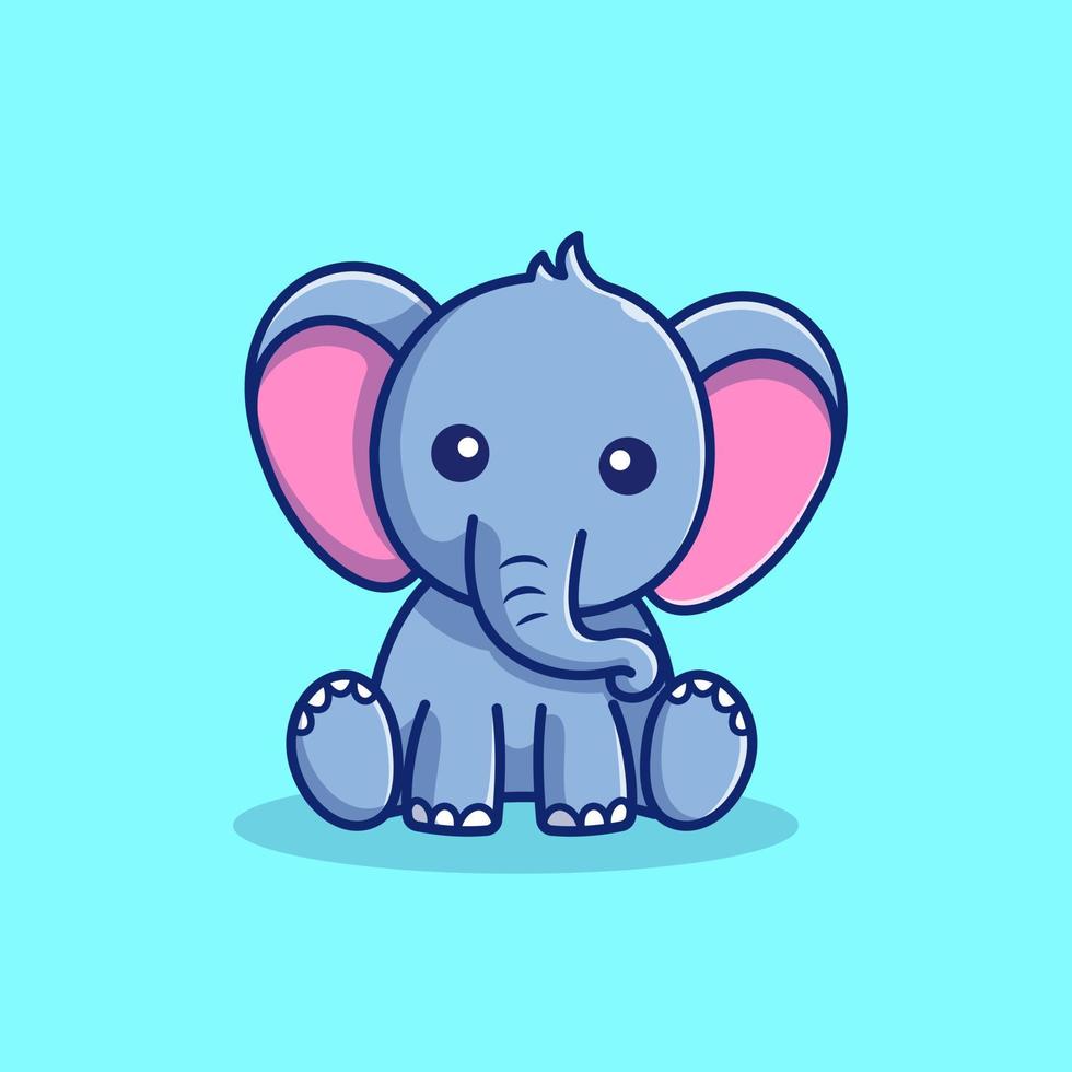 lindo elefante sentado dibujos animados vector icono ilustración. concepto de icono de naturaleza animal vector premium aislado. estilo de dibujos animados plana.