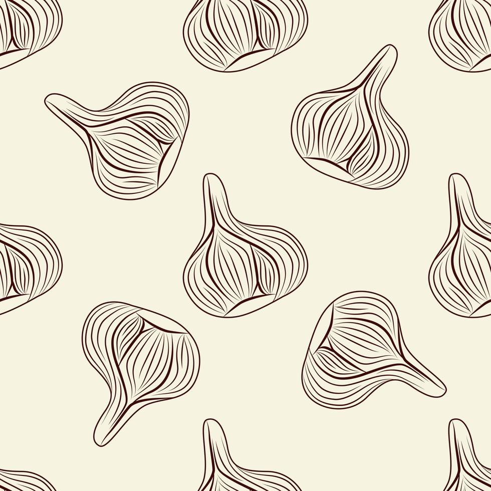Hand drawn garlic seamless pattern. Bulb of garlic wallpaper. vector