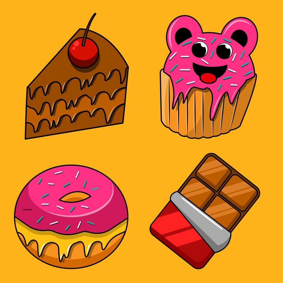 All kinds of sweet and interesting food vector