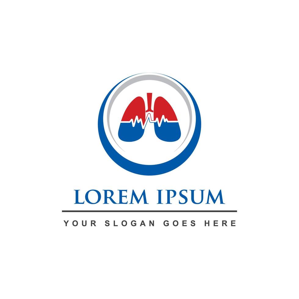 logotipo de pulso pulmonar, logotipo de cuidado pulmonar vector