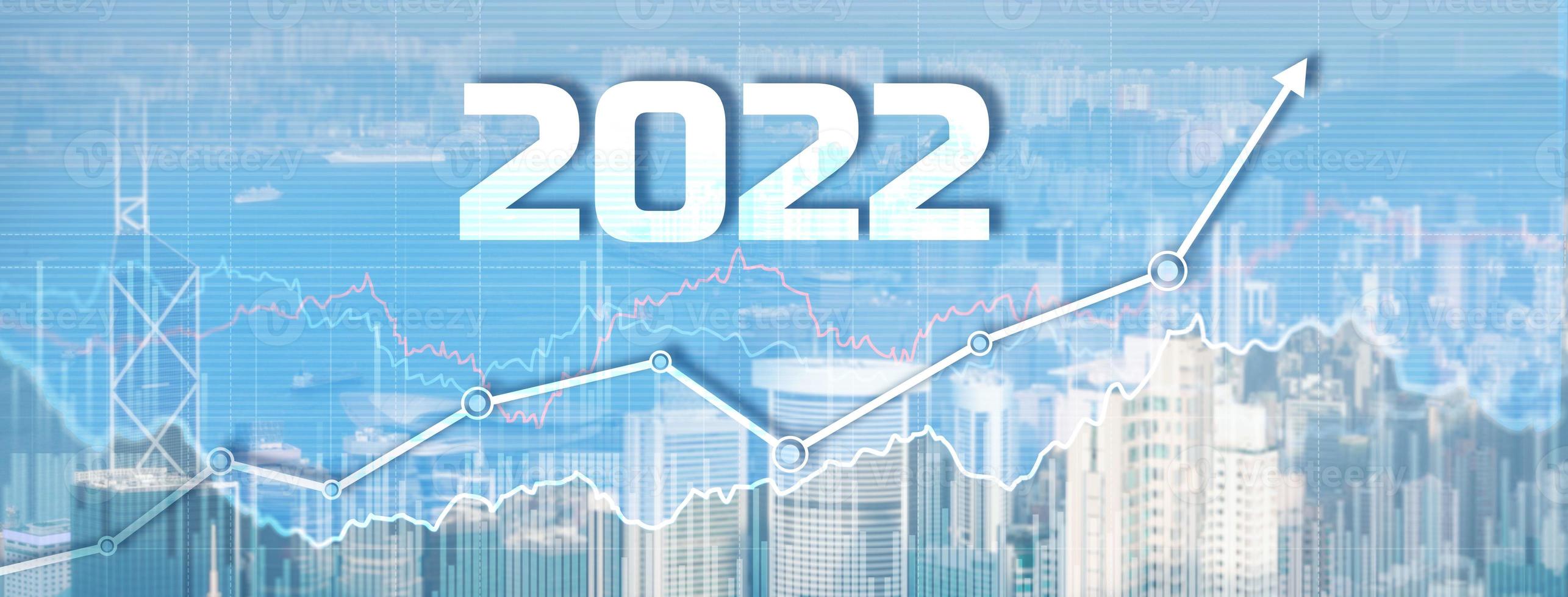 New 2022 year on modern city background. Website Banner photo