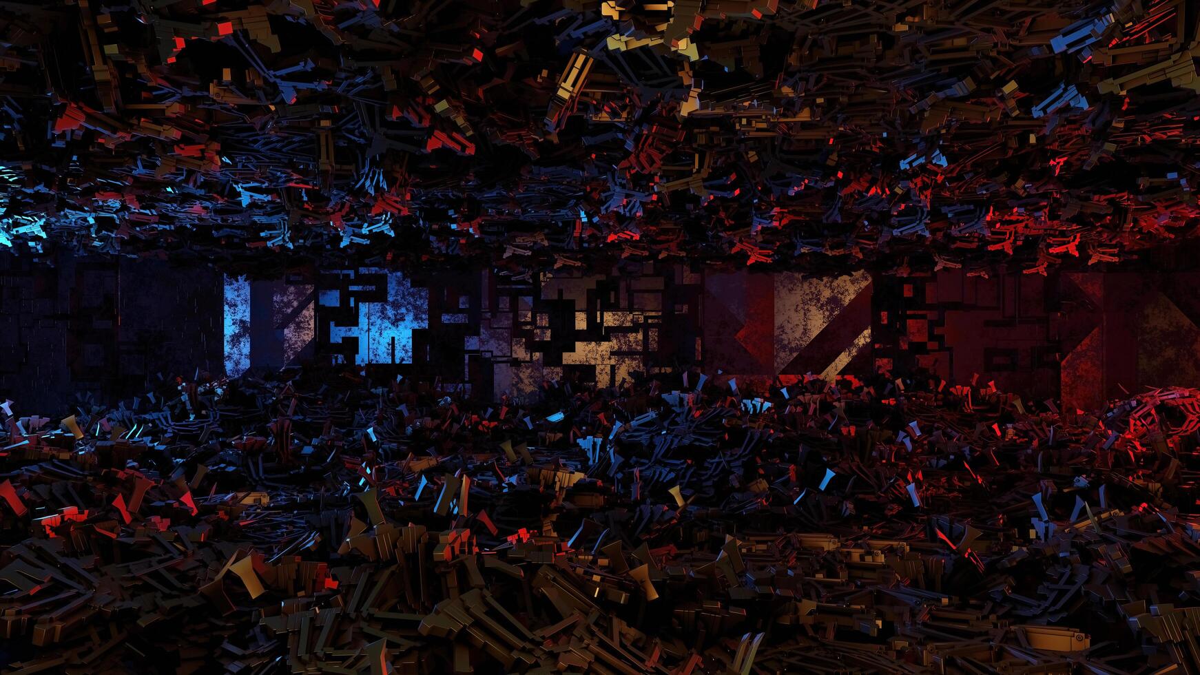 abstract background of Sci Fi Modern Futuristic garbage pile junk, 3D illustration rendering photo