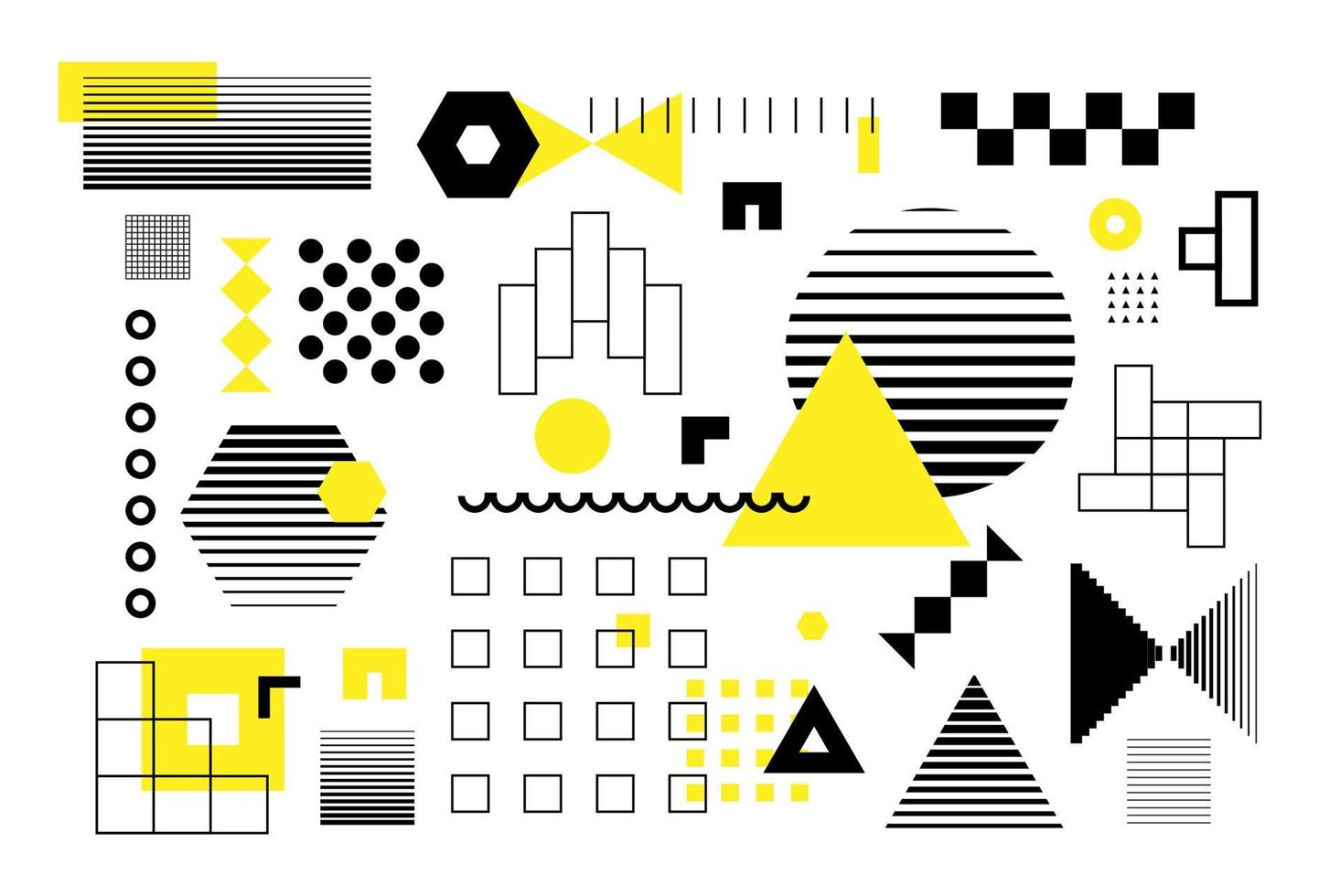 Universal trend halftone geometric shapes set vector