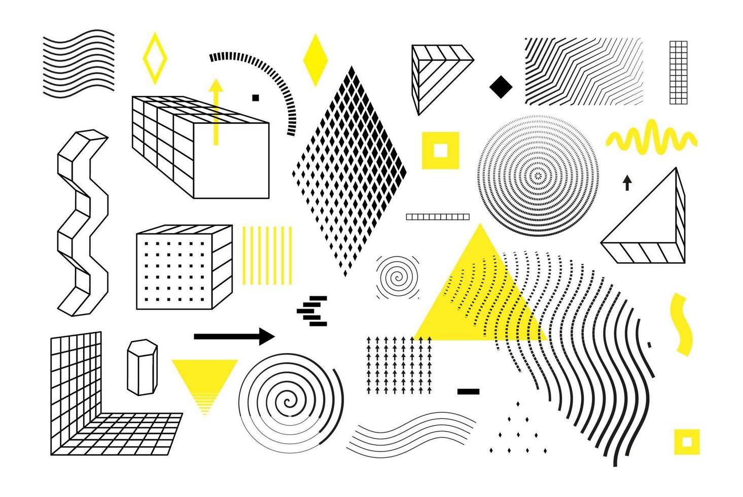 Universal trend halftone geometric shapes set vector