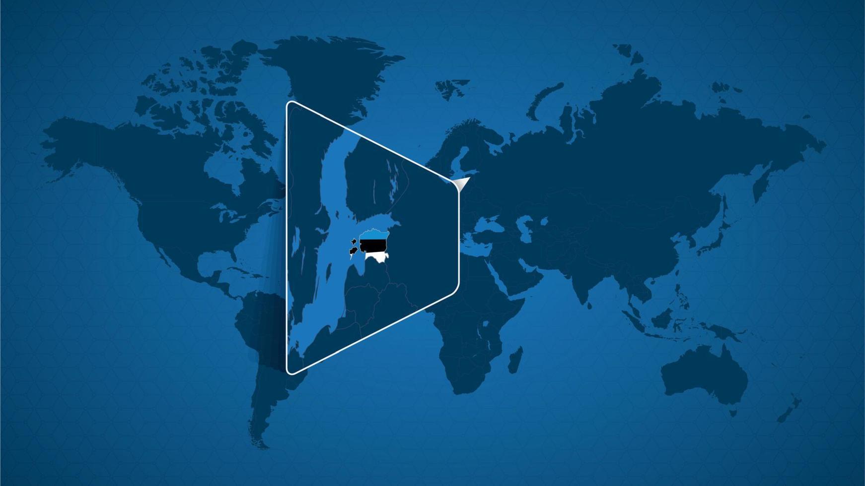 mapa detallado del mundo con un mapa ampliado de Estonia y los países vecinos. vector