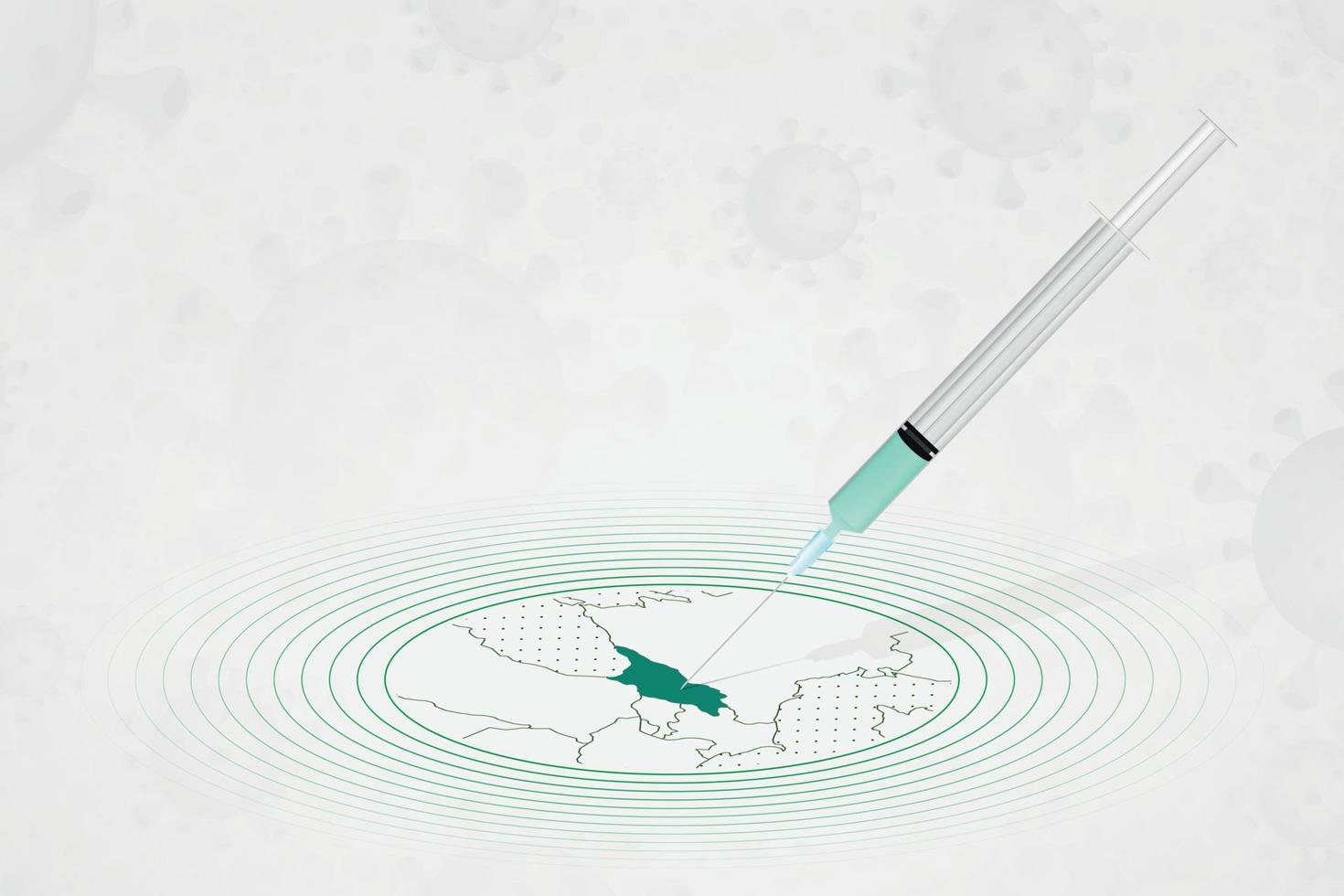 Georgia vaccination concept, vaccine injection in map of Georgia. Vaccine and vaccination against coronavirus, COVID-19. vector