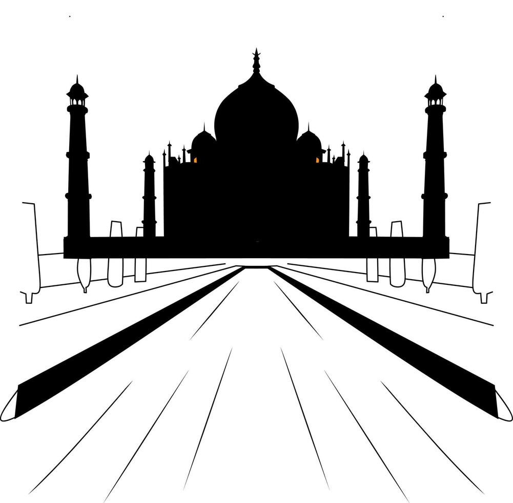 silueta de la mezquita tajmahal india vector