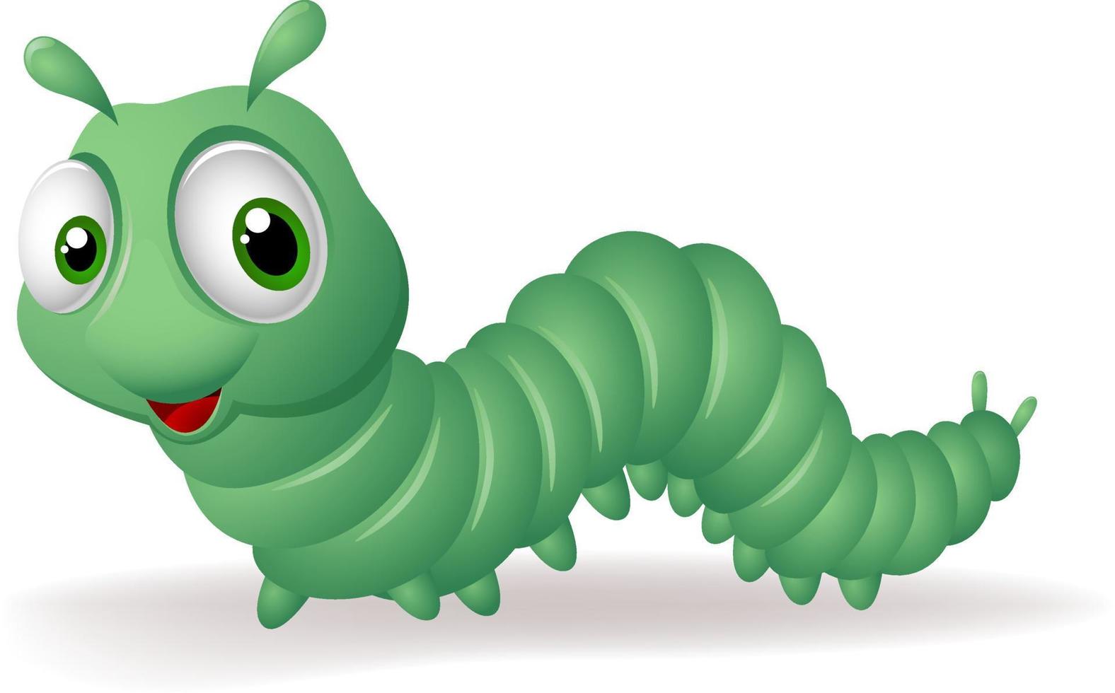 Green cartoon caterpillar vector