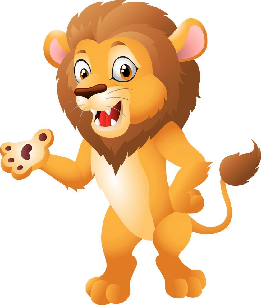 friendly cartoon lion illustration vector